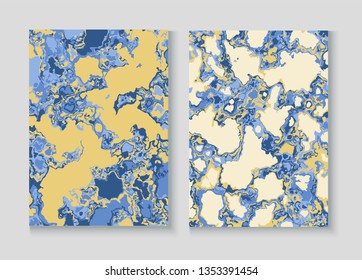 Fluid Paint Marble Vector Background Set. Terrazzo Wall Textured Organic Cover. Granite, Pebble Frame. Liquid Oil, Watercolor Paint, Marble Design. Cool Magazine Minimal Cover Page, Fluid Design