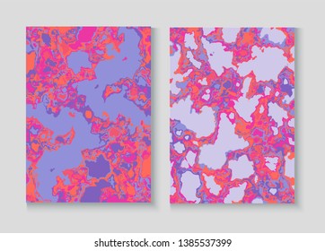 Fluid Paint Marble Vector Background Set. Granite, Pebble Banner. Terrazzo Teal Textured Organic Cover. Liquid Oil, Watercolor Paint, Marble Collage. Annual Report Minimal Cover Page, Fluid Design