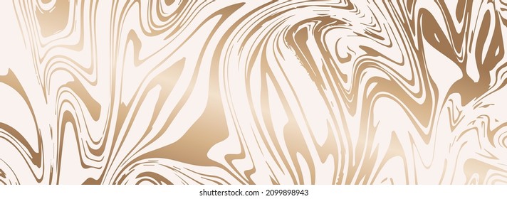 Fluid painting design horizontal card. Dusty rose and golden marble geode frame. Spring wedding invitation. Pink alcohol ink. Dye flow style. Vector illustration.