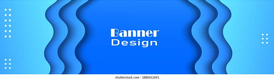 Fluid papercut light blue smooth color gradient web banner template with trendy and modern style fit for header banner and any business purpose