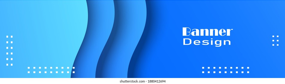 Fluid papercut light blue smooth color gradient web banner template with trendy and modern style fit for header banner and any business purpose