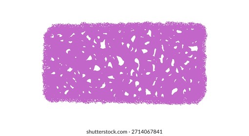 Fluid pastel box with squiggle crayon texture creates a vivid rectangle quote frame. Purple scribble patch and sketch background add graphic detail as unique text or message element.