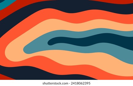 fluid pattern vintage colorful waves background