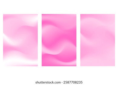Fluid pink blur gradient poster set. Aesthetic defocused nude pink background with copy space. Elegant smooth flow, curvy wallpaper for product display, poster, banner, social media