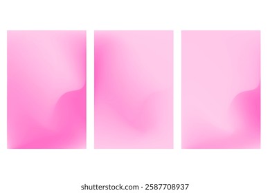 Fluid pink blur gradient poster set. Aesthetic defocused nude pink background with copy space. Elegant smooth flow, curvy wallpaper for product display, poster, banner, social media