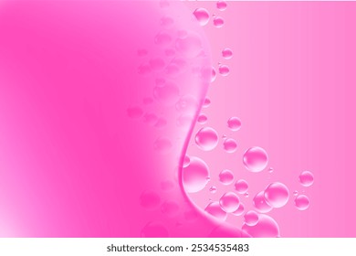 Fluid pink lip balm texture, abstract flowing organic bubble gum blob form. Aesthetic background with copy space. Fluid smooth fluids like gel, collagen, serum texture. Beauty presentation, banner