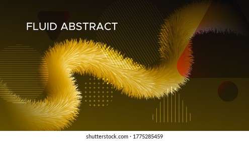 Fluid Poster Cover. Gold Trendy Shape. Liquid Creative Wallpaper. Neon Vibrant Motion. Flow Fluid Poster Cover. Gradient Template. Vector Modern Geometric Banner. Wave Fluid Poster Cover.