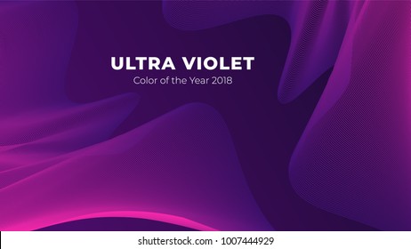 Fluid poster cover with modern ultraviolet color. Dark purple abstract geometrical template with blend shapes.