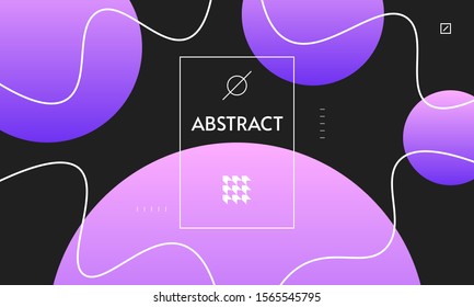 Fluid poster cover with modern ultraviolet color. Dark purple abstract geometrical template with blend shapes.