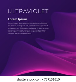 Fluid poster cover with modern ultraviolet color. Dark purple abstract geometrical template with blend shapes.