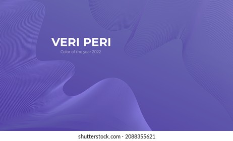 Fluid poster cover with modern veri peri color of the year 2022. Violet and purple abstract geometrical template with blend shapes.