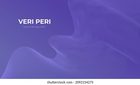 Fluid poster cover with modern very peri color of the year 2022. Violet and purple abstract geometrical template with blend shapes.