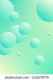 Fluid poster with round shapes. Gradient circles on holographic background. Modern hipster template for placards, covers, banners, flyers, presentations, annual. Minimal fluid poster in neon colors.