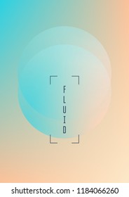 Fluid poster with round shapes. Gradient circles on holographic background. Modern hipster template for placards, covers, banners, flyers, presentations, annual. Minimal fluid poster in neon colors.
