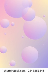 Fluid poster with round shapes. Gradient circles on holographic background. Modern hipster template for placards, covers, banners, flyers, presentations, annual. Minimal fluid poster in neon colors.