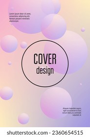 Afiche fluido con formas redondeadas. círculos degradados sobre fondo holográfico. Plantilla moderna de hipster para carteles, portadas, pancartas, volantes, presentaciones, anual. Afiche de líquido mínimo en colores de neón.