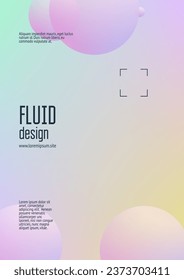 Fluid poster with round shapes. Gradient circles on holographic background. Modern hipster template for placards, covers, banners, flyers, presentations, annual. Minimal fluid poster in neon colors.