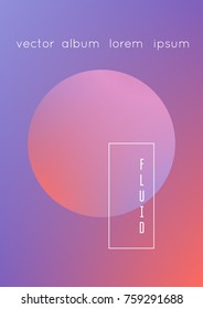 Fluid poster with round shapes. Gradient circles on holographic background. Modern hipster template for placards, covers, banners, flyers, presentations, annual. Minimal fluid poster in neon colors.