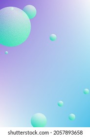 Fluid poster with round shapes and halftone dots texture. Gradient circles on holographic background. Modern template for covers, banners, flyers, presentations. Minimal fluid poster in neon colors.