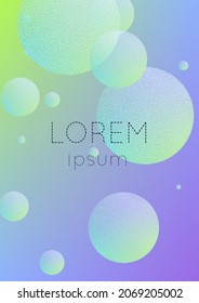Afiche fluido con formas redondeadas y textura de punto medio. círculos degradados sobre fondo holográfico. Plantilla moderna para portadas, banners, volantes, presentaciones. Afiche de líquido mínimo en colores de neón.
