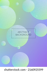 Flüssiges Poster mit runden Formen und Halbtontextur. Farbkreise auf holografischem Hintergrund. Moderne Vorlage für Cover, Banner, Flyer, Präsentationen. Minimales Flüssigkeitsplakat in Neonfarben.
