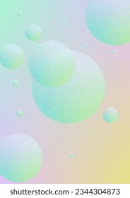 Flüssiges Poster mit runden Formen und Halbtontextur. Farbkreise auf holografischem Hintergrund. Moderne Vorlage für Cover, Banner, Flyer, Präsentationen. Minimales Flüssigkeitsplakat in Neonfarben.