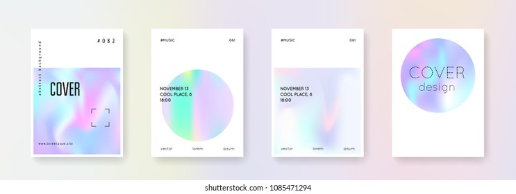 Fluid poster set. Abstract backgrounds. Neon fluid poster with gradient mesh. 90s, 80s retro style. Iridescent graphic template for placard, presentation, banner, brochure.