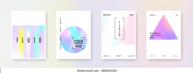 Juego de pósters con fluido. Antecedentes abstractos. Afiche líquido líquido con malla gradiente. Estilo retro de los años 90 y 80. Plantilla gráfica de Pearlescent para pancarta, presentación, banner, folleto.