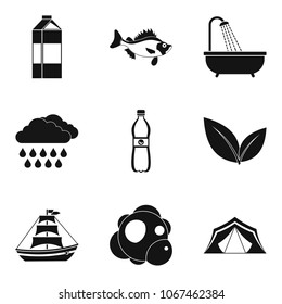 Fluid power system icons set. Simple set of 9 fluid power system vector icons for web isolated on white background