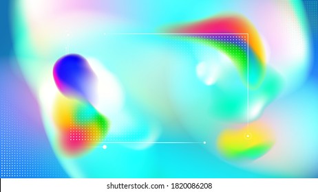 Fluid rainbow colorful dot line elements frame abstract background
