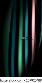 Fluid rainbow colors on black background, vector wave lines and swirls, artistic illustration for presentation, app wallpaper, banner or poster