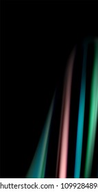 Fluid rainbow colors on black background, vector wave lines and swirls, artistic illustration for presentation, app wallpaper, banner or poster