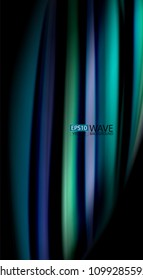 Fluid rainbow colors on black background, vector wave lines and swirls, artistic illustration for presentation, app wallpaper, banner or poster