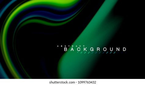 Fluid rainbow colors on black background, vector wave lines and swirls, artistic illustration for presentation, app wallpaper, banner or poster