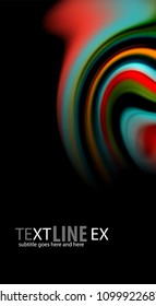 Fluid rainbow colors on black background, vector wave lines and swirls, artistic illustration for presentation, app wallpaper, banner or poster