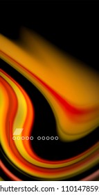 Fluid rainbow colors on black background, vector wave lines and swirls, artistic illustration for presentation, app wallpaper, banner or poster