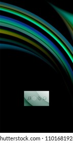 Fluid rainbow colors on black background, vector wave lines and swirls, artistic illustration for presentation, app wallpaper, banner or poster