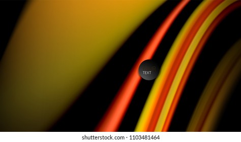 Fluid rainbow colors on black background, vector wave lines and swirls, artistic illustration for presentation, app wallpaper, banner or poster