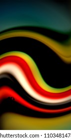 Colores de arcoiris fluidos sobre fondo negro, líneas de onda vectorial y remolinos, ilustración artística para presentación, fondo de pantalla de aplicación, pancarta o afiche