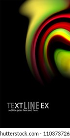 Fluid rainbow colors on black background, vector wave lines and swirls, artistic illustration for presentation, app wallpaper, banner or poster