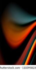 Fluid rainbow colors on black background, vector wave lines and swirls, artistic illustration for presentation, app wallpaper, banner or poster