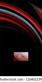 Colores de arcoiris fluidos sobre fondo negro, líneas de onda vectorial y remolinos, ilustración artística para presentación, fondo de pantalla de aplicación, pancarta o afiche