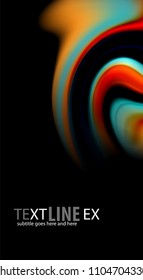 Fluid rainbow colors on black background, vector wave lines and swirls, artistic illustration for presentation, app wallpaper, banner or poster