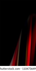 Colores de arcoiris fluidos sobre fondo negro, líneas de onda vectorial y remolinos, ilustración artística para presentación, fondo de pantalla de aplicación, pancarta o afiche