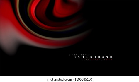 Fluid rainbow colors on black background, vector wave lines and swirls, artistic illustration for presentation, app wallpaper, banner or poster