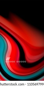 Fluid rainbow colors on black background, vector wave lines and swirls, artistic illustration for presentation, app wallpaper, banner or poster