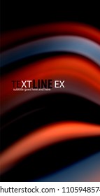 Fluid rainbow colors on black background, vector wave lines and swirls, artistic illustration for presentation, app wallpaper, banner or poster