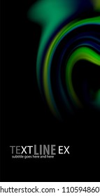 Fluid rainbow colors on black background, vector wave lines and swirls, artistic illustration for presentation, app wallpaper, banner or poster
