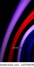 Fluid rainbow colors on black background, vector wave lines and swirls, artistic illustration for presentation, app wallpaper, banner or poster