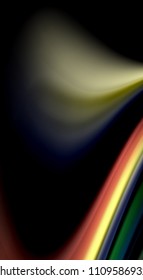 Fluid rainbow colors on black background, vector wave lines and swirls, artistic illustration for presentation, app wallpaper, banner or poster